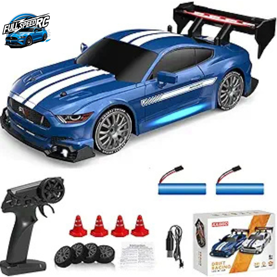 Carro RC Drift 1:24 4x4, alta velocidad con 2.4 GHz, luces LED y diseño azul deportivo. Modelo 8602-Blue.